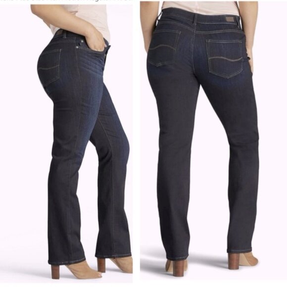 Lee NEW Straight Leg Mid Rise Regular Fit Flex Motion Stretch Jeans Pant 22W P - Picture 1 of 16